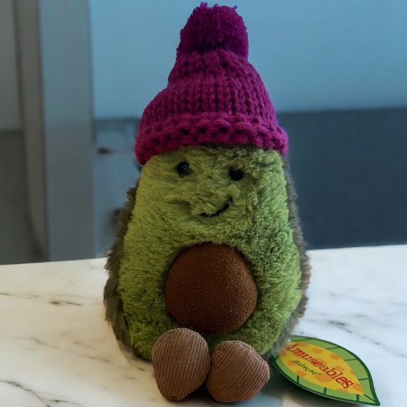 Jellycat Other - Jellycat Amuseables Avocado w/ fuchsia knit hat - NWT 6" (Retired)